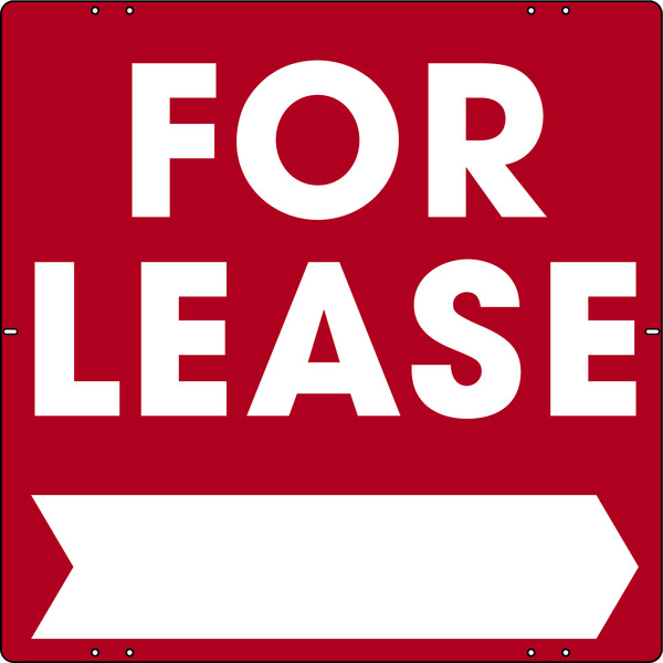 For Lease Sign Panel with Large, Bold Text, 24h x 24w, Steel